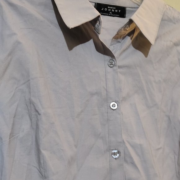 Made By Johnny Light Grey Purple Cotton Stretch Button Down Shirt Size XL Large - Picture 3 of 5